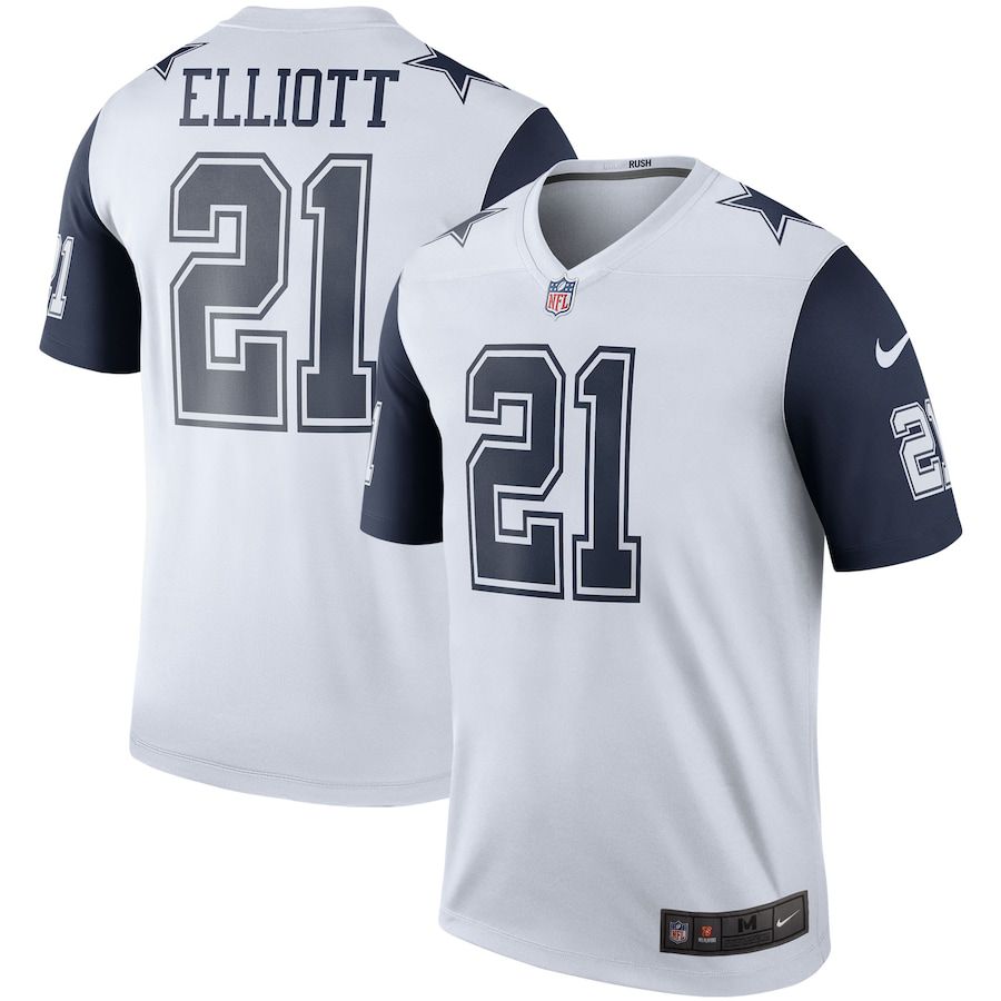 Men Dallas Cowboys #21 Ezekiel Elliott Nike White Color Rush Legend Player NFL Jersey